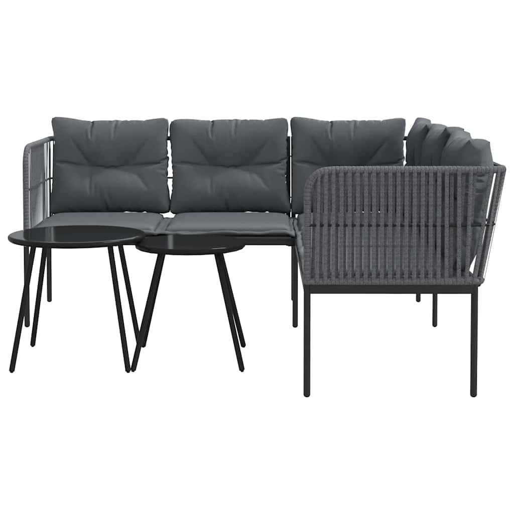 vidaXL Set canapea de grădină cu perne, negru, oțel și textilenă vidaXL Set canapea de grădină cu perne, negru, oțel și textilenă