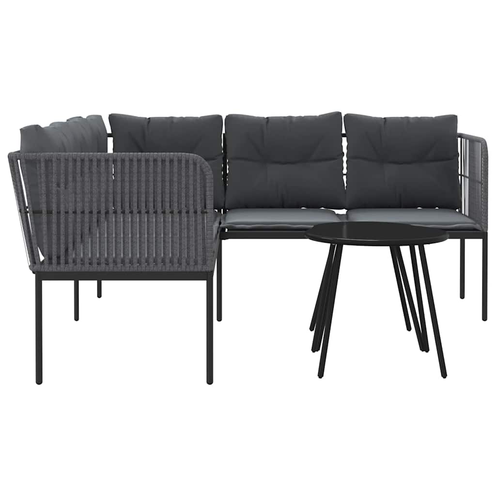 vidaXL Set canapea de grădină cu perne, negru, oțel și textilenă vidaXL Set canapea de grădină cu perne, negru, oțel și textilenă