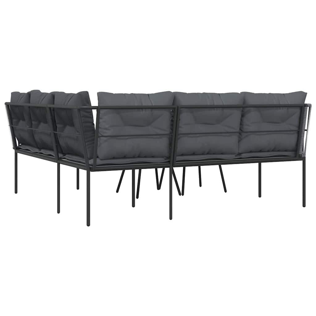 vidaXL Set canapea de grădină cu perne, negru, oțel și textilenă vidaXL Set canapea de grădină cu perne, negru, oțel și textilenă