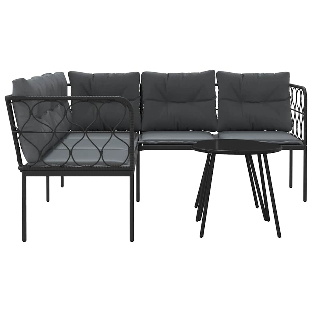 vidaXL Set canapea de grădină cu perne, negru, oțel și textilenă vidaXL Set canapea de grădină cu perne, negru, oțel și textilenă