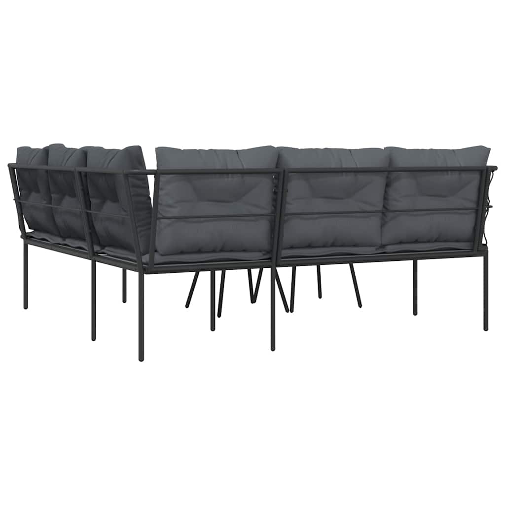 vidaXL Set canapea de grădină cu perne, negru, oțel și textilenă vidaXL Set canapea de grădină cu perne, negru, oțel și textilenă