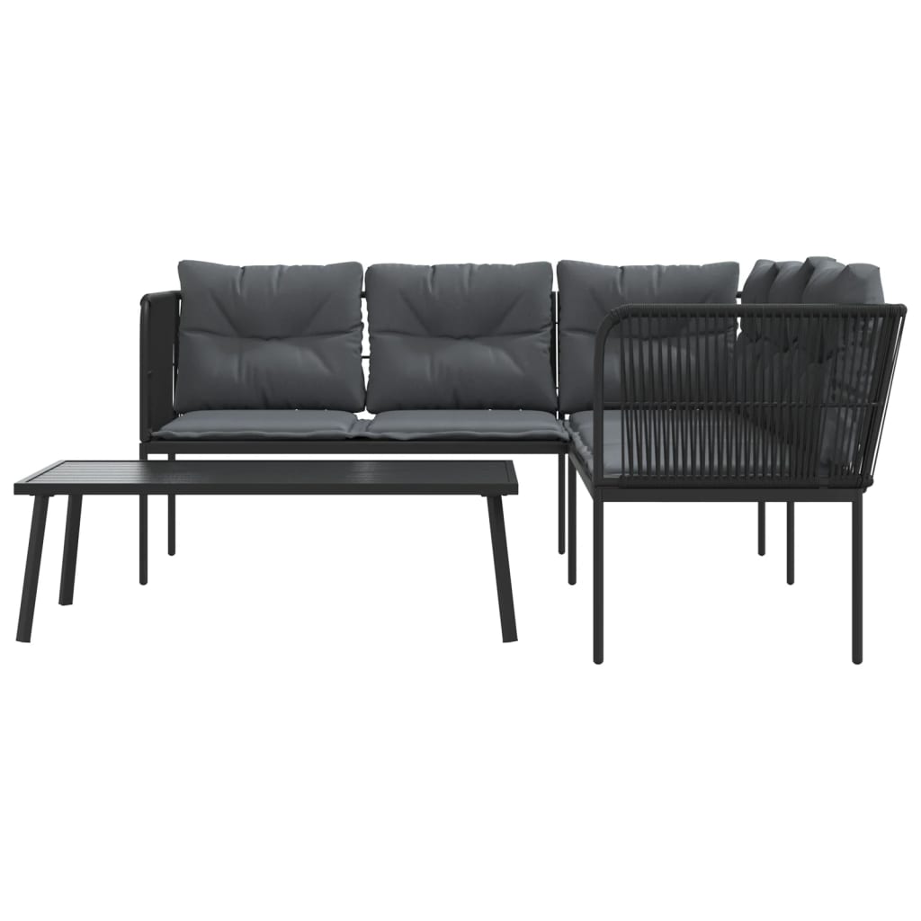 vidaXL Set canapea de grădină cu perne, negru, oțel și textilenă vidaXL Set canapea de grădină cu perne, negru, oțel și textilenă