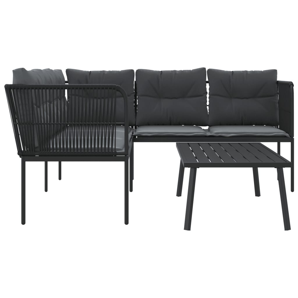 vidaXL Set canapea de grădină cu perne, negru, oțel și textilenă vidaXL Set canapea de grădină cu perne, negru, oțel și textilenă