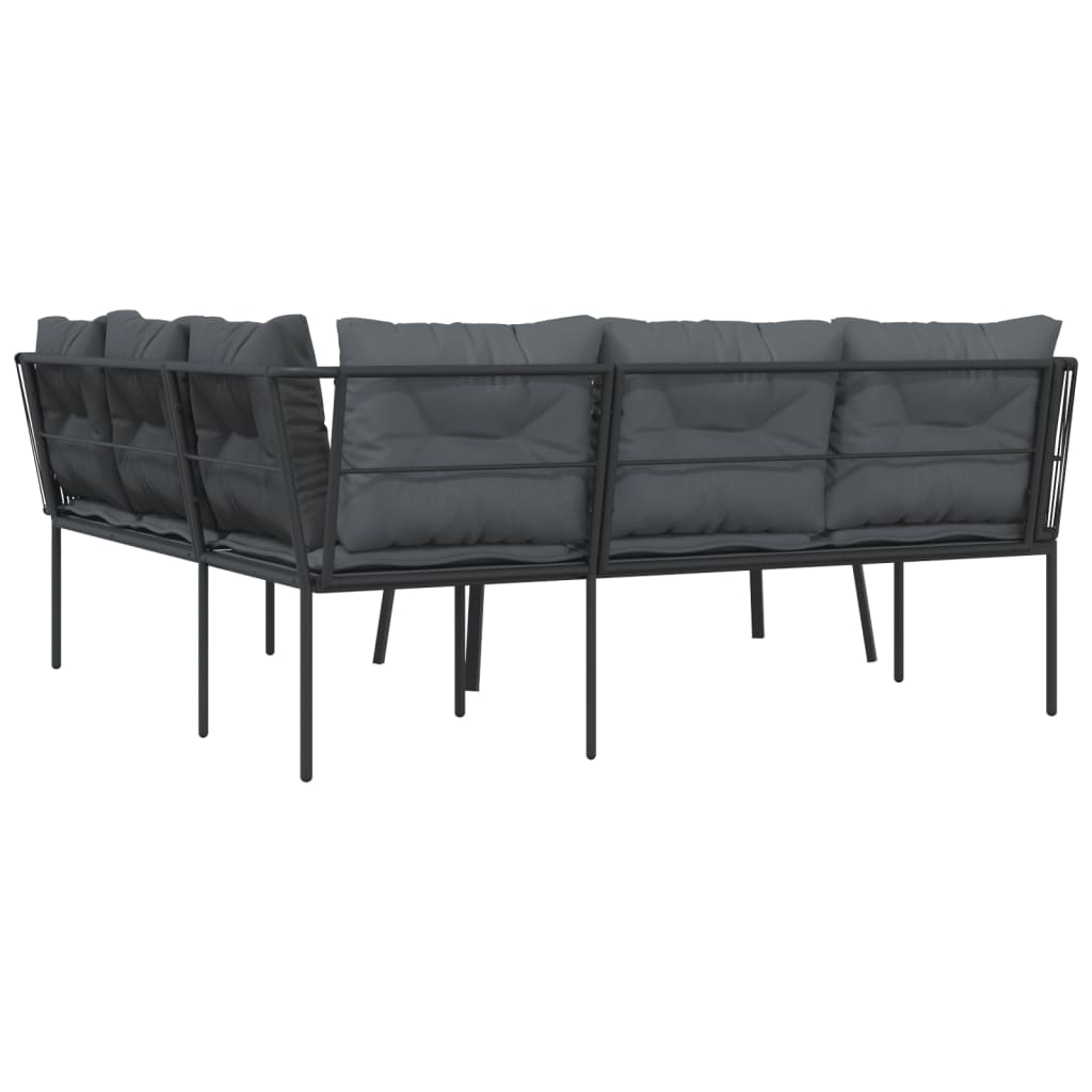 vidaXL Set canapea de grădină cu perne, negru, oțel și textilenă vidaXL Set canapea de grădină cu perne, negru, oțel și textilenă