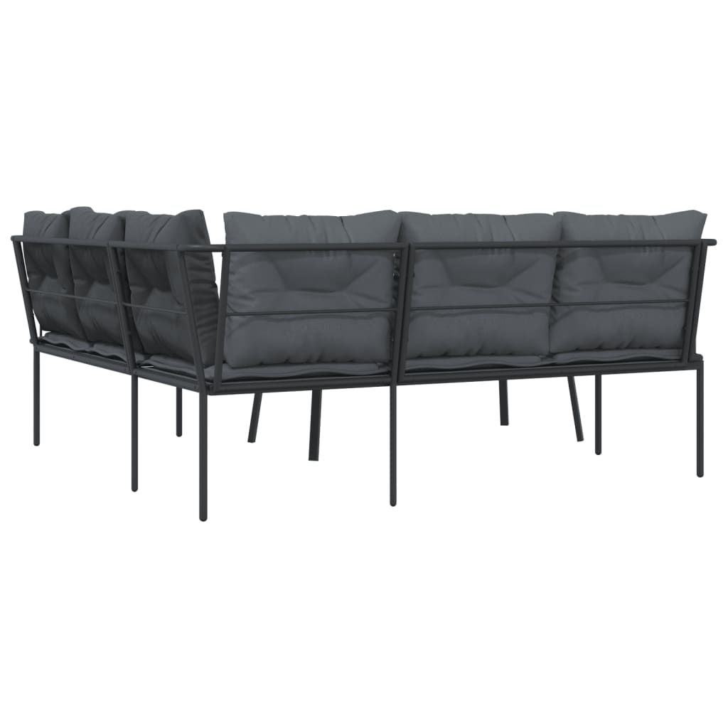vidaXL Set canapea de grădină cu perne, negru, oțel și textilenă vidaXL Set canapea de grădină cu perne, negru, oțel și textilenă