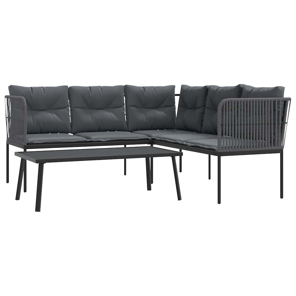 vidaXL Set canapea de grădină cu perne, negru, oțel și textilenă vidaXL Set canapea de grădină cu perne, negru, oțel și textilenă