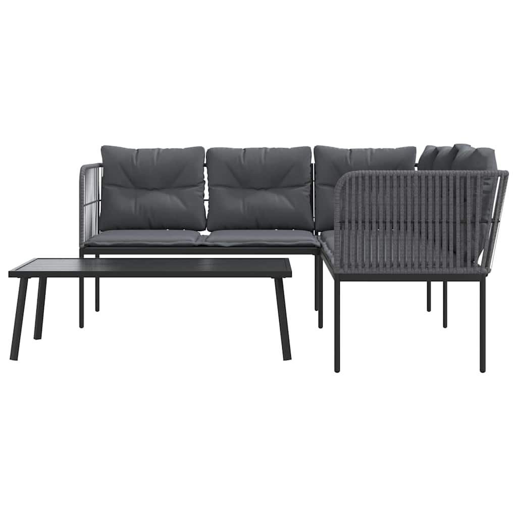 vidaXL Set canapea de grădină cu perne, negru, oțel și textilenă vidaXL Set canapea de grădină cu perne, negru, oțel și textilenă