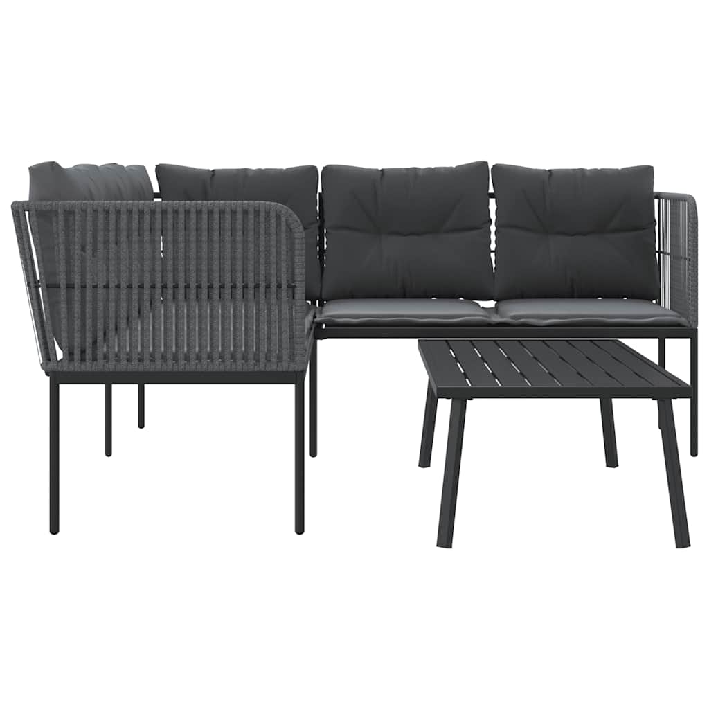 vidaXL Set canapea de grădină cu perne, negru, oțel și textilenă vidaXL Set canapea de grădină cu perne, negru, oțel și textilenă