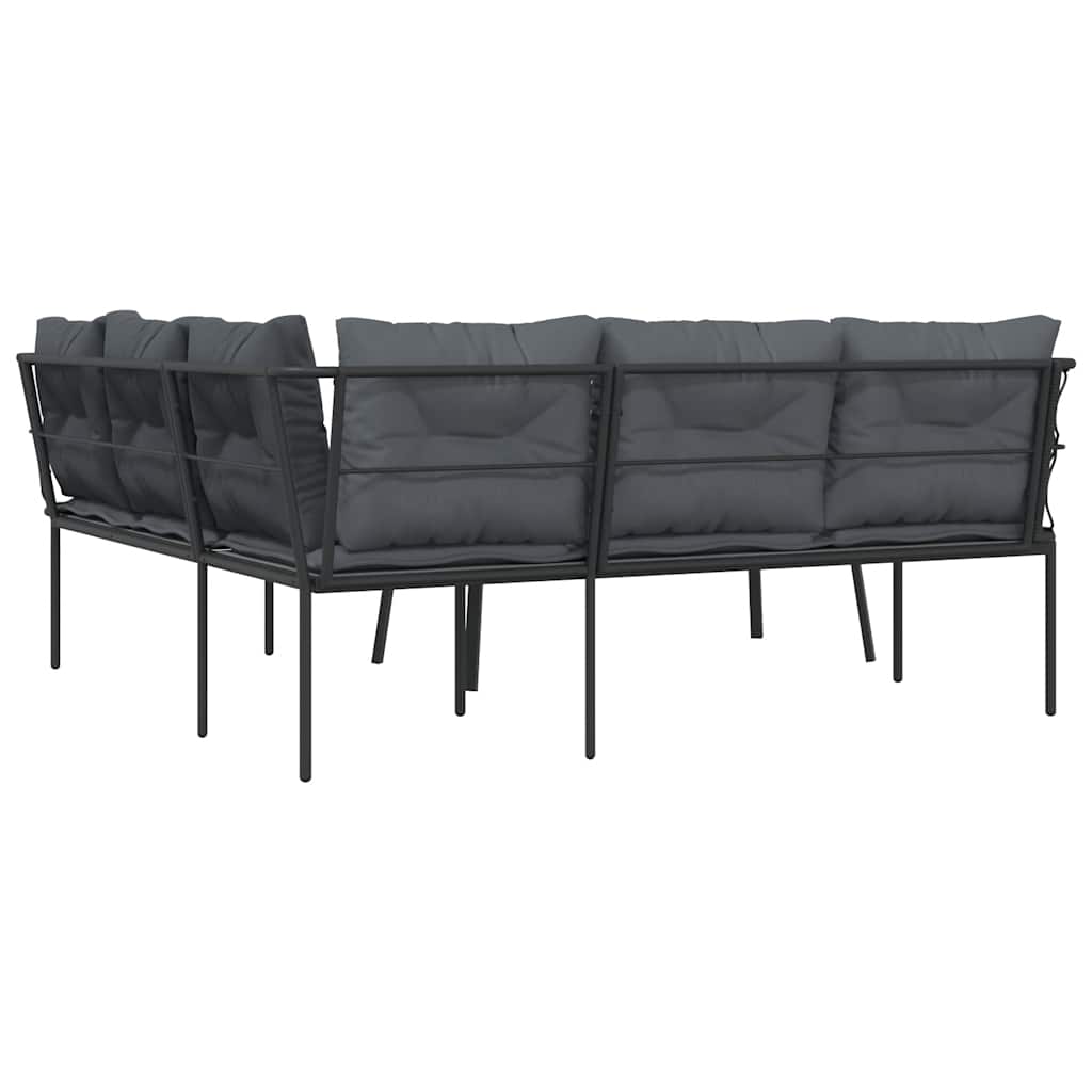 vidaXL Set canapea de grădină cu perne, negru, oțel și textilenă vidaXL Set canapea de grădină cu perne, negru, oțel și textilenă