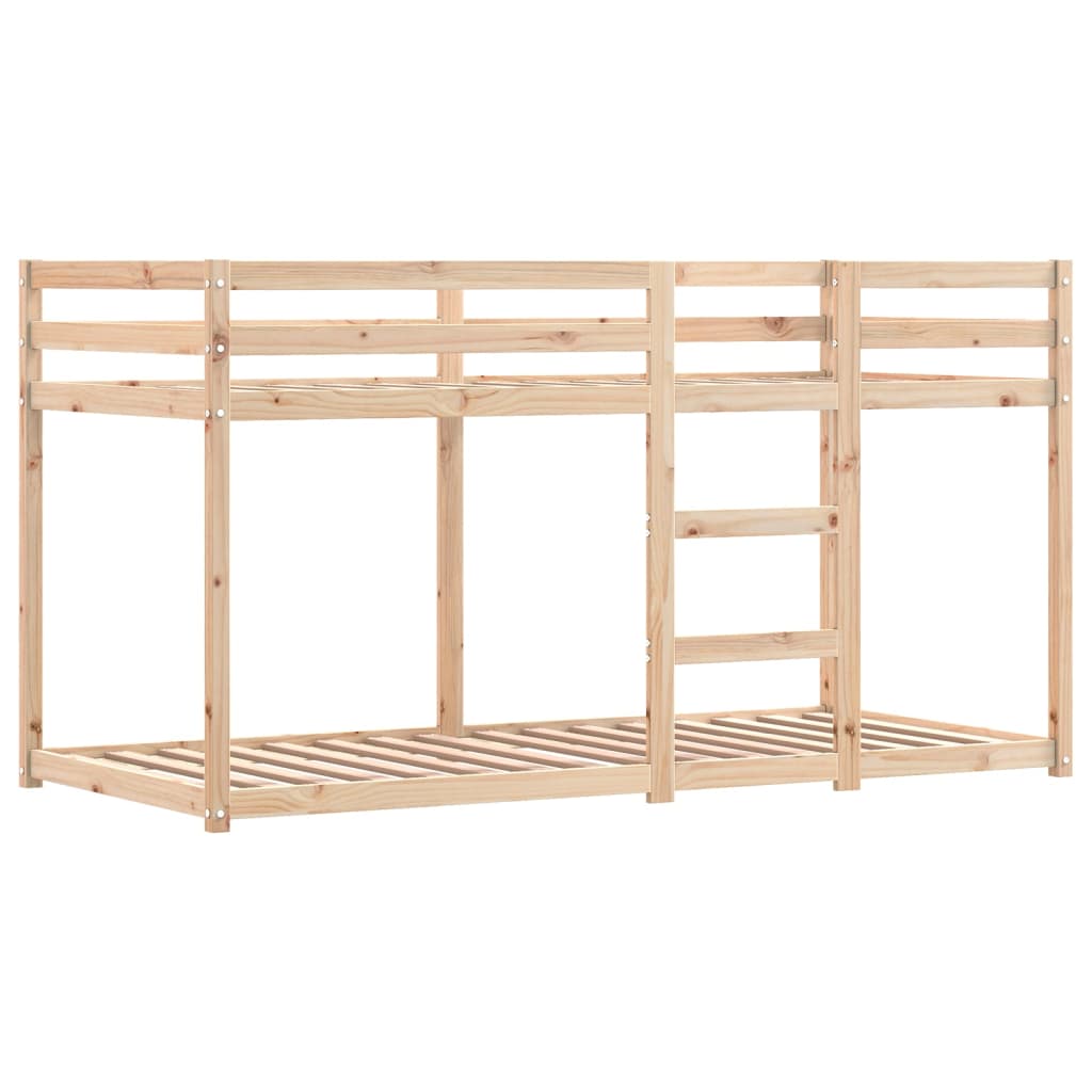 vidaXL Pat supraetajat cu perdele, albastru, 90x190 cm, lemn masiv pin
