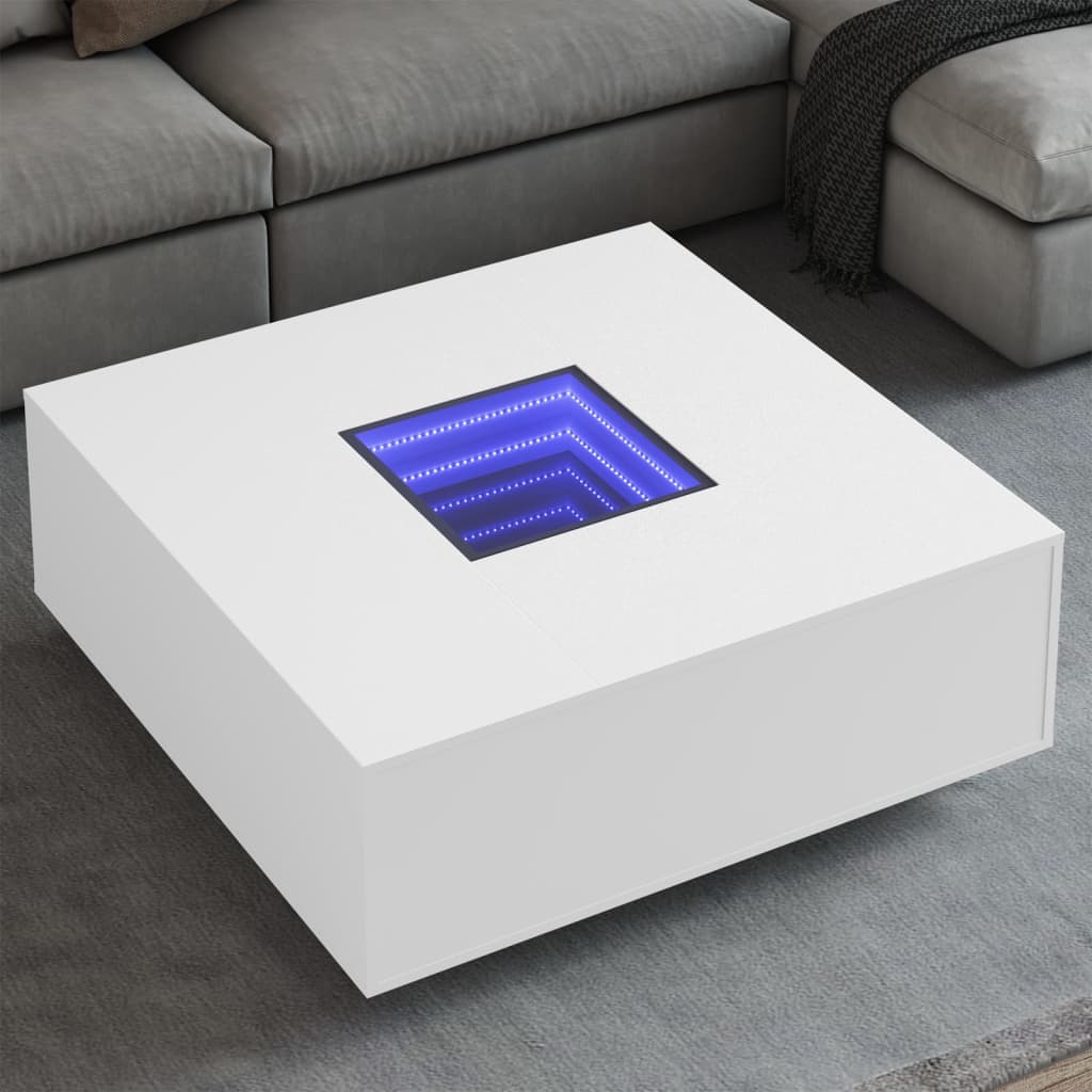 vidaXL Măsuță de cafea cu LED infinity, alb, 100x100x40 cm vidaXL Măsuță de cafea cu LED infinity, alb, 100x100x40 cm