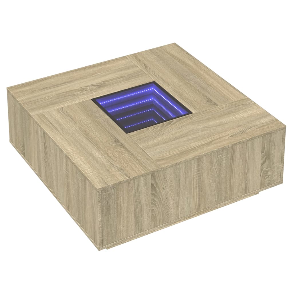 vidaXL Măsuță de cafea cu LED infinity, stejar sonoma, 100x100x40 cm vidaXL Măsuță de cafea cu LED infinity, stejar sonoma, 100x100x40 cm