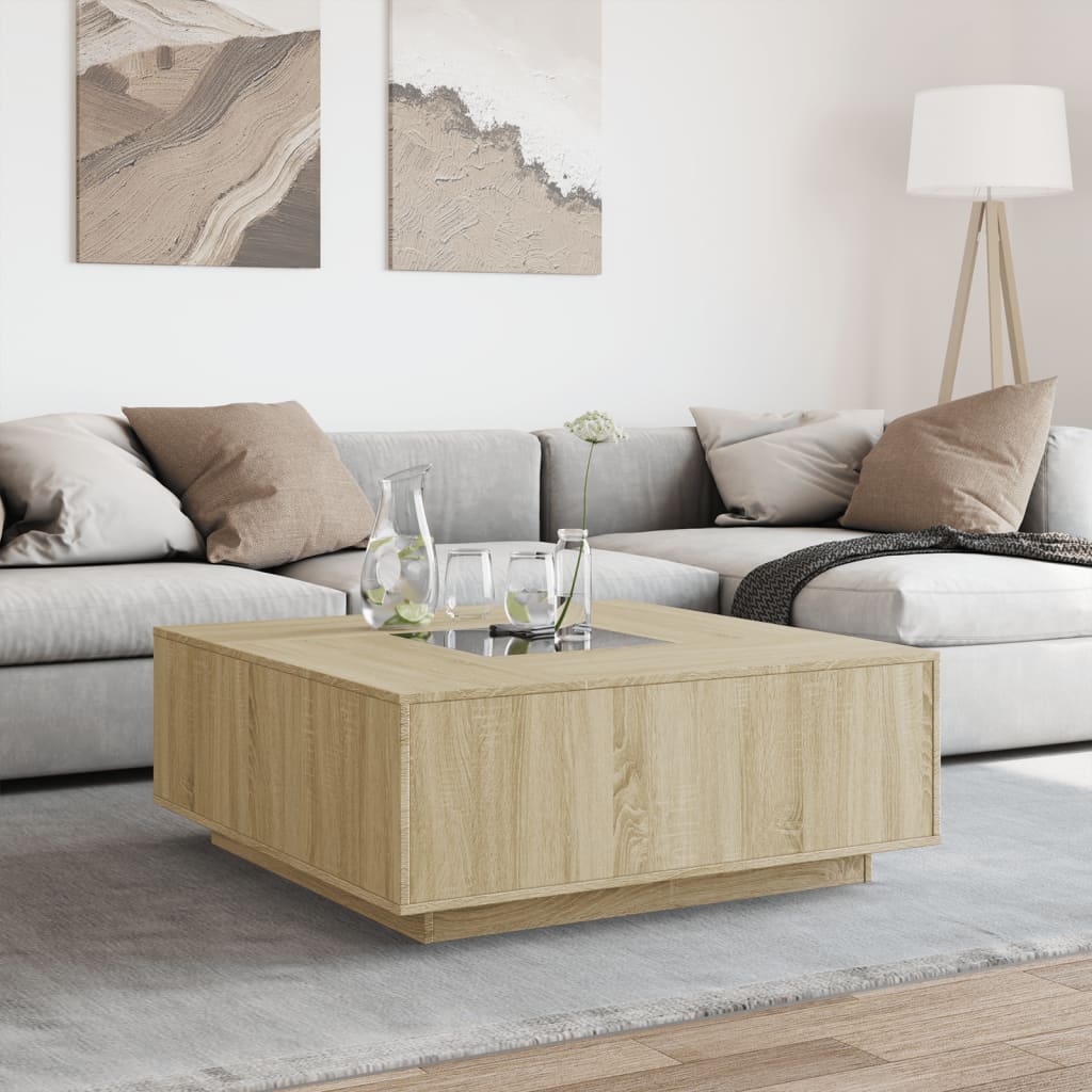 vidaXL Măsuță de cafea cu LED infinity, stejar sonoma, 100x100x40 cm vidaXL Măsuță de cafea cu LED infinity, stejar sonoma, 100x100x40 cm