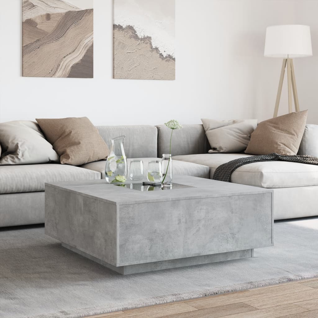 vidaXL Măsuță de cafea cu LED infinity, gri beton, 100x100x40 cm vidaXL Măsuță de cafea cu LED infinity, gri beton, 100x100x40 cm
