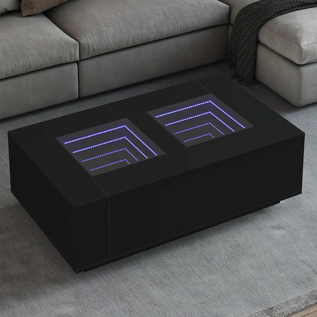 vidaXL Măsuță de cafea cu LED infinity, negru, 116x69x40 cm vidaXL Măsuță de cafea cu LED infinity, negru, 116x69x40 cm