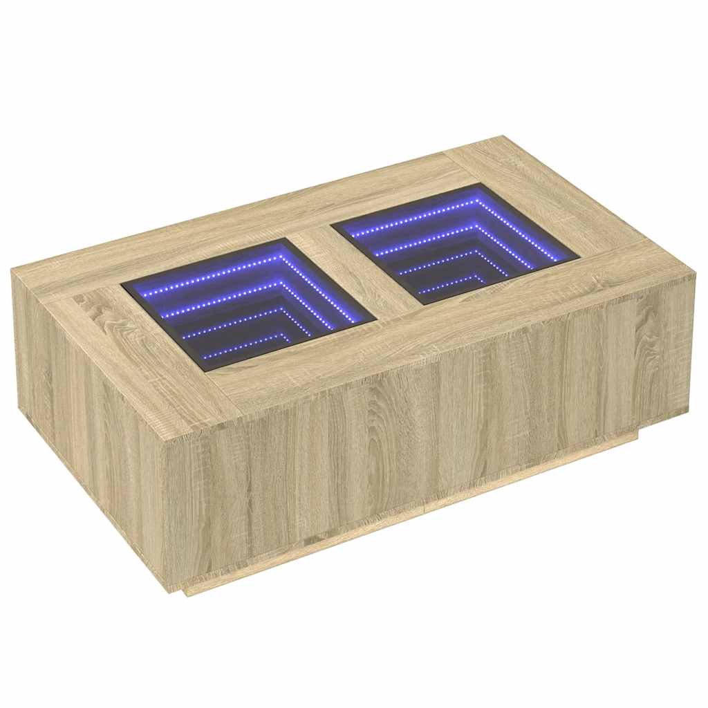 vidaXL Măsuță de cafea cu LED infinity, stejar sonoma, 116x69x40 cm vidaXL Măsuță de cafea cu LED infinity, stejar sonoma, 116x69x40 cm