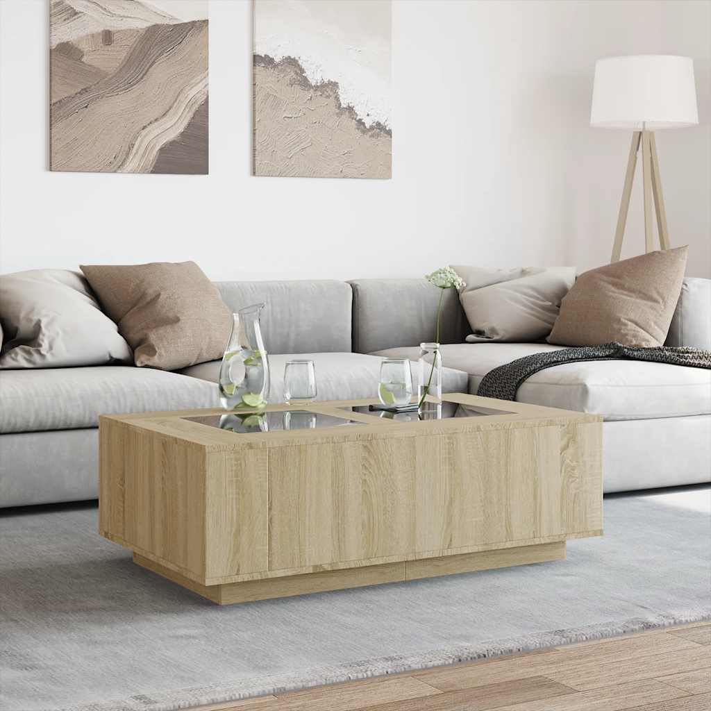 vidaXL Măsuță de cafea cu LED infinity, stejar sonoma, 116x69x40 cm vidaXL Măsuță de cafea cu LED infinity, stejar sonoma, 116x69x40 cm