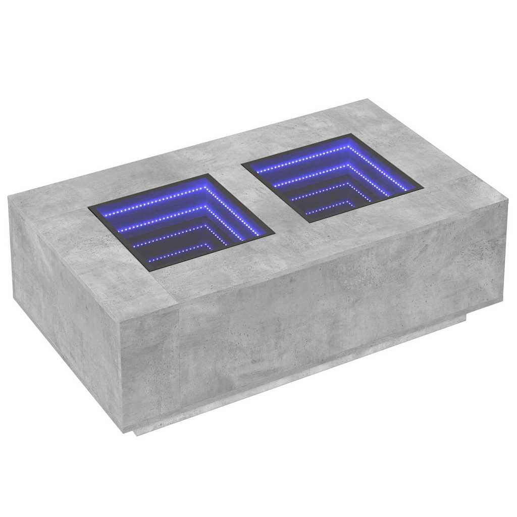 vidaXL Măsuță de cafea cu LED infinity, gri beton, 116x69x40 cm vidaXL Măsuță de cafea cu LED infinity, gri beton, 116x69x40 cm