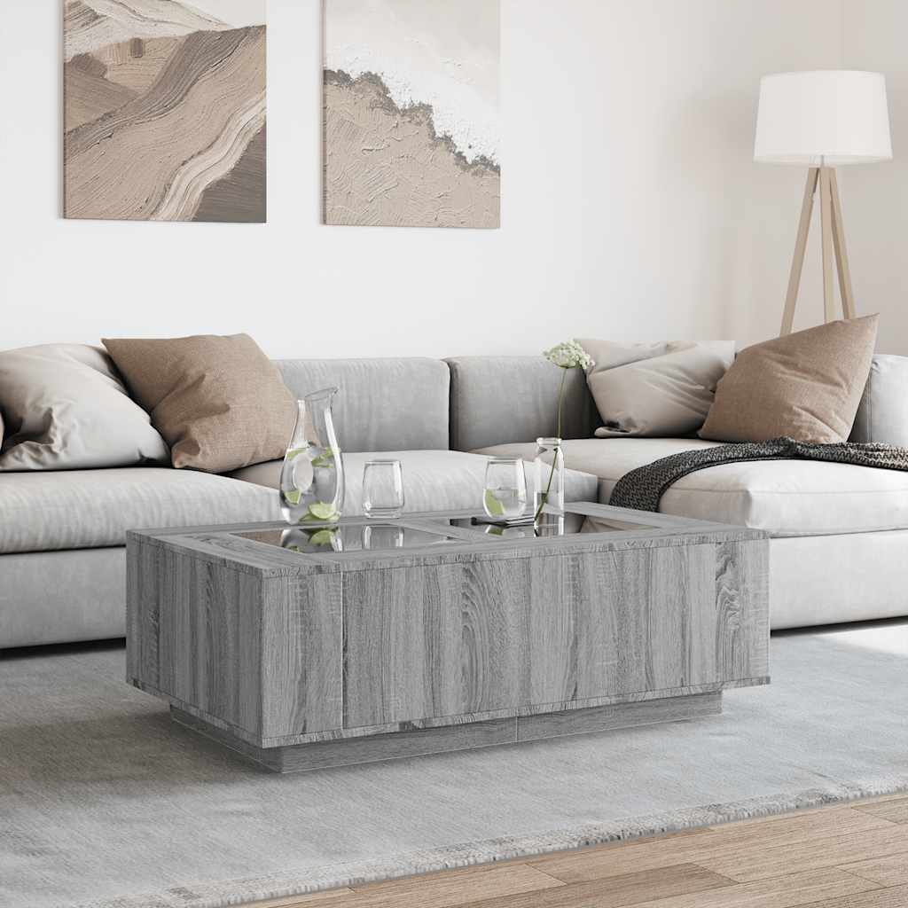 vidaXL Măsuță de cafea cu LED infinity, gri sonoma, 116x69x40 cm vidaXL Măsuță de cafea cu LED infinity, gri sonoma, 116x69x40 cm