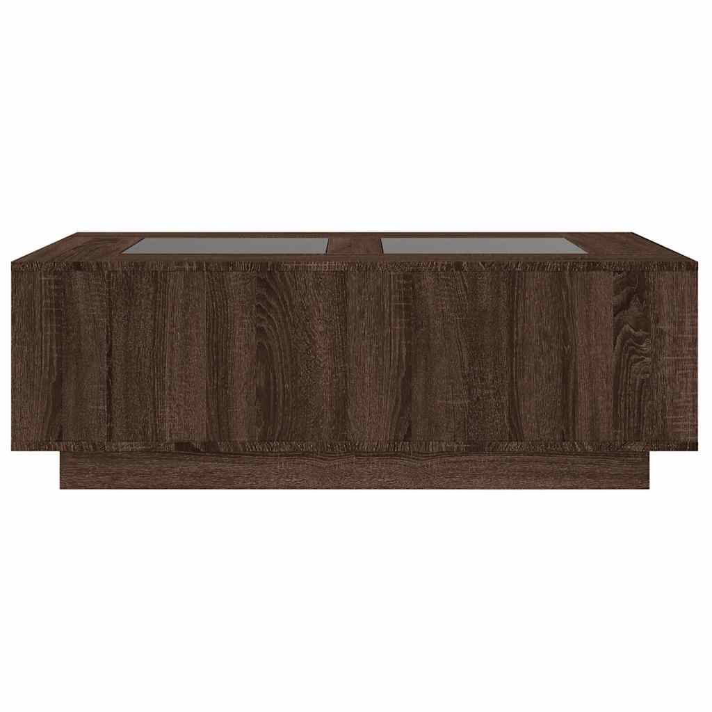 vidaXL Măsuță de cafea cu LED infinity, stejar maro, 116x69x40 cm