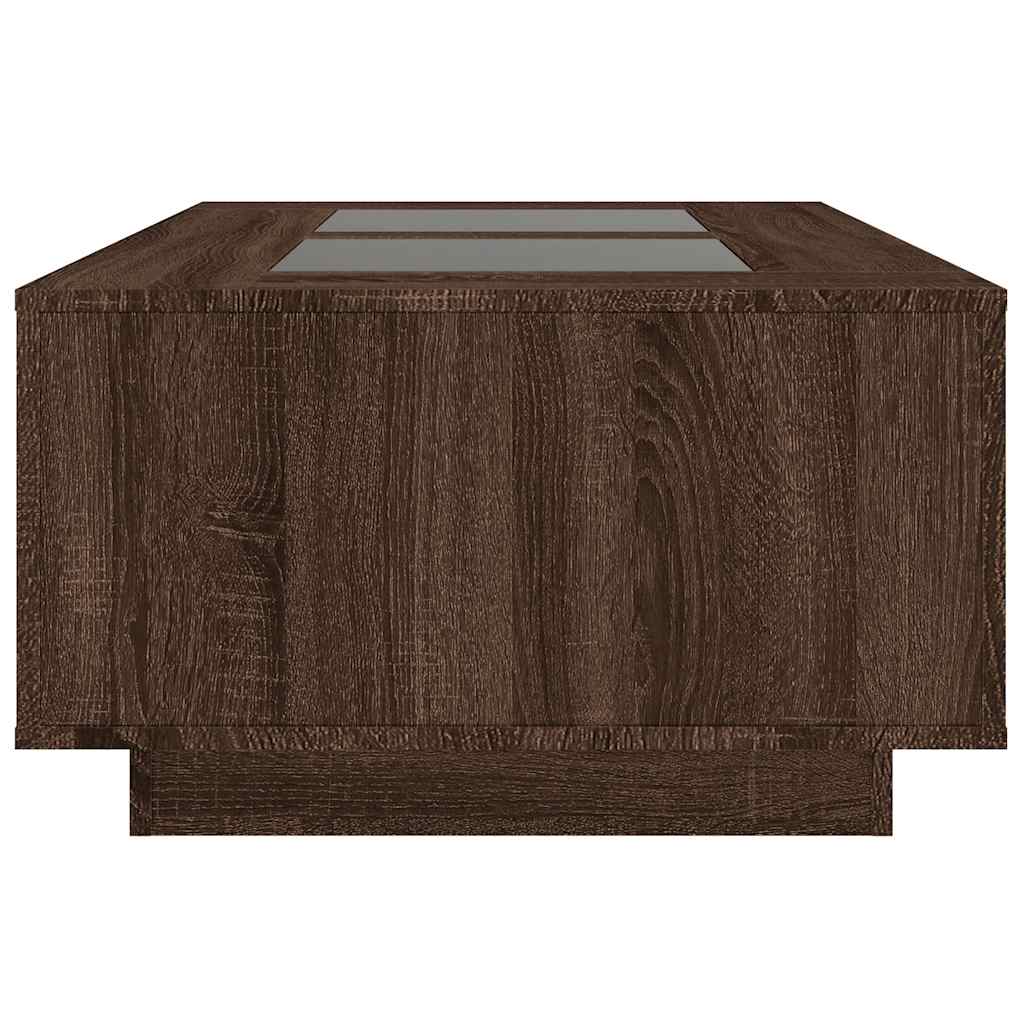 vidaXL Măsuță de cafea cu LED infinity, stejar maro, 116x69x40 cm