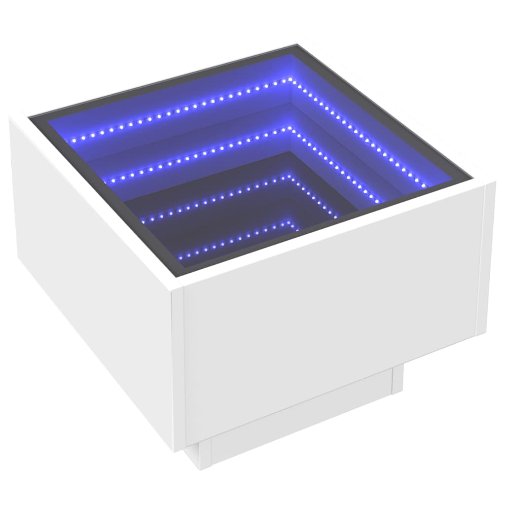 vidaXL Noptieră cu LED infinity, alb, 40x40x30 cm vidaXL Noptieră cu LED infinity, alb, 40x40x30 cm
