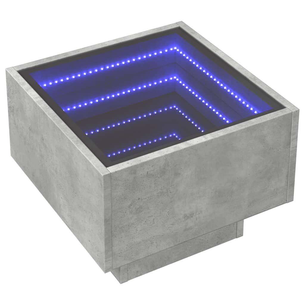 vidaXL Noptieră cu LED infinity, gri beton, 40x40x30 cm vidaXL Noptieră cu LED infinity, gri beton, 40x40x30 cm