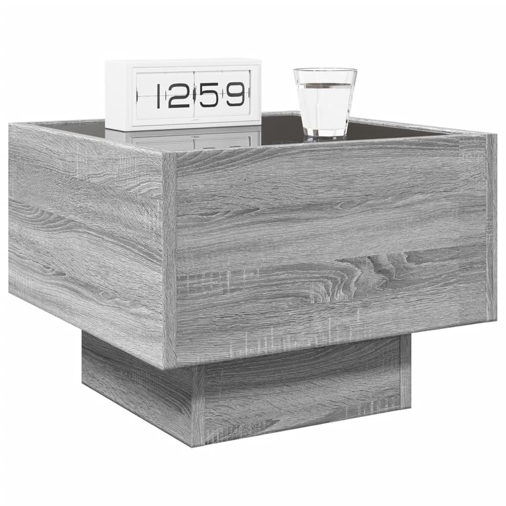 vidaXL Noptieră cu LED infinity, gri sonoma, 40x40x30 cm vidaXL Noptieră cu LED infinity, gri sonoma, 40x40x30 cm