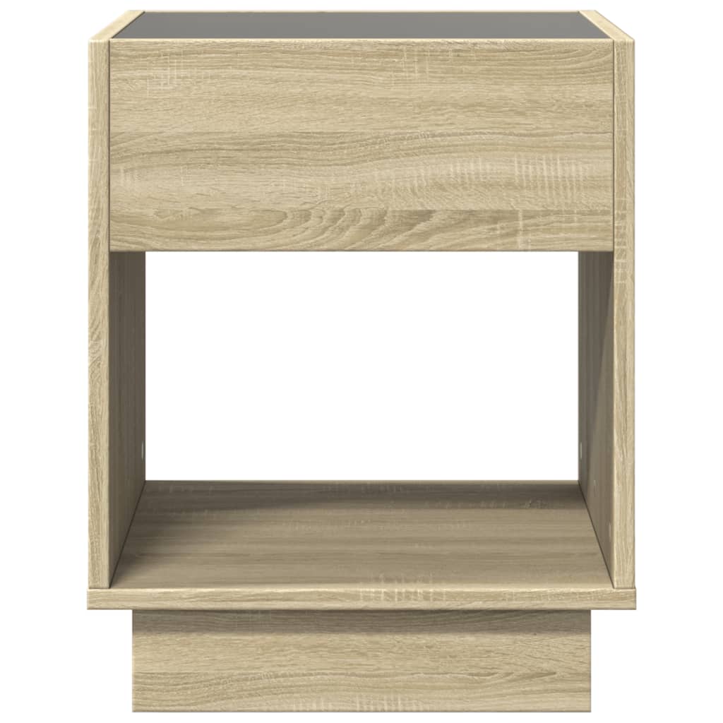 vidaXL Noptieră cu LED infinity, stejar sonoma, 40x40x50 cm vidaXL Noptieră cu LED infinity, stejar sonoma, 40x40x50 cm