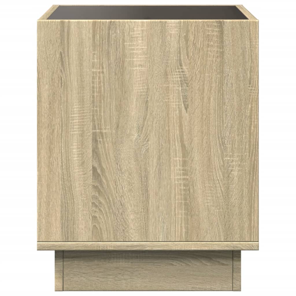 vidaXL Noptieră cu LED infinity, stejar sonoma, 40x40x50 cm vidaXL Noptieră cu LED infinity, stejar sonoma, 40x40x50 cm