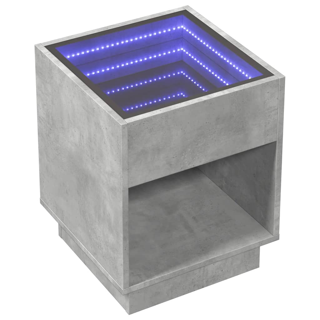 vidaXL Noptieră cu LED infinity, gri beton, 40x40x50 cm vidaXL Noptieră cu LED infinity, gri beton, 40x40x50 cm