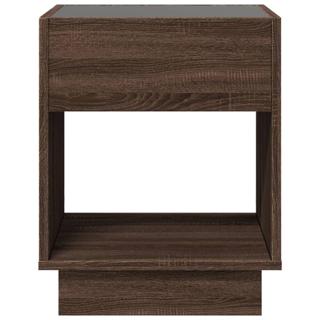 vidaXL Noptieră cu LED infinity, stejar maro, 40x40x50 cm vidaXL Noptieră cu LED infinity, stejar maro, 40x40x50 cm