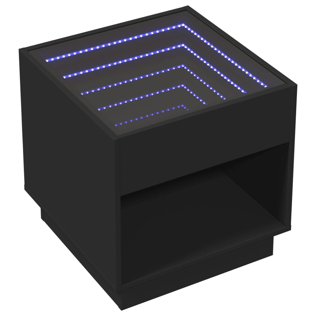 vidaXL Noptieră cu LED infinity, negru, 50x50x50 cm vidaXL Noptieră cu LED infinity, negru, 50x50x50 cm