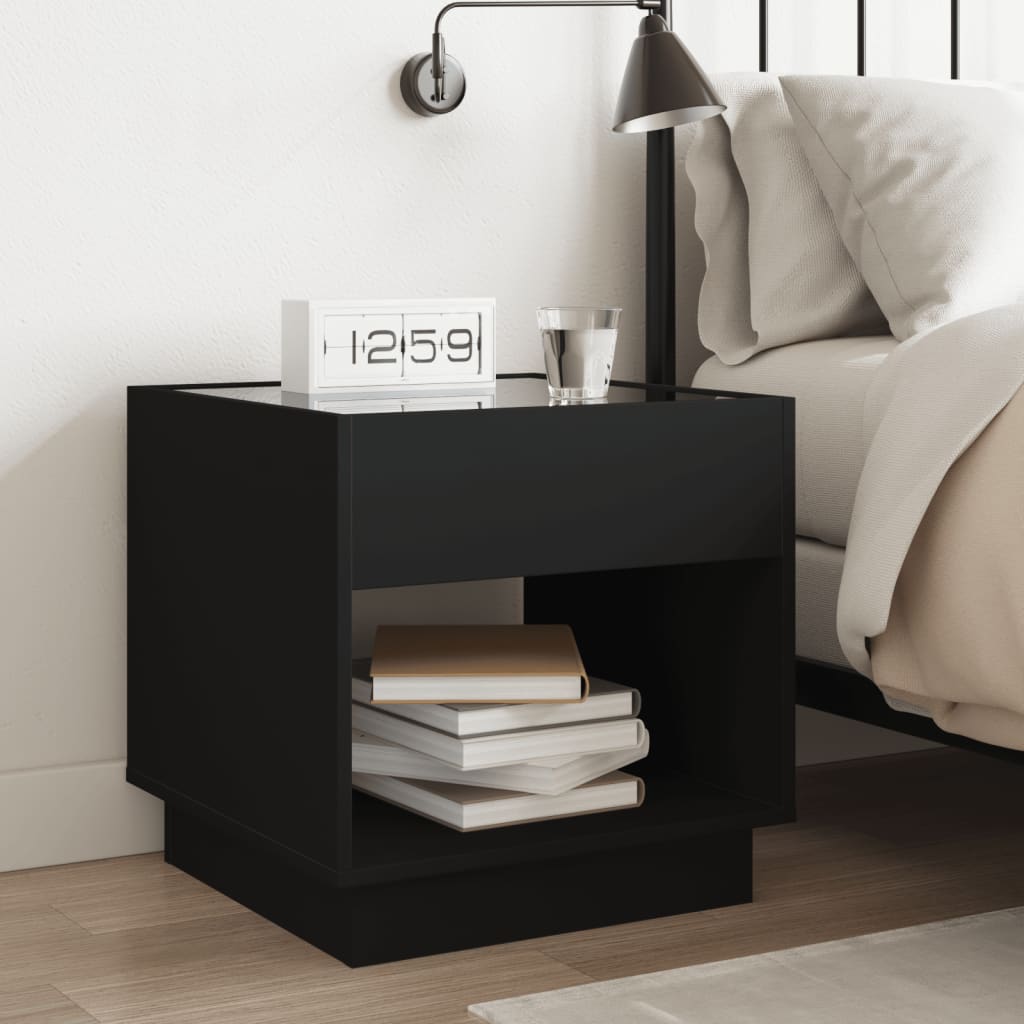 vidaXL Noptieră cu LED infinity, negru, 50x50x50 cm vidaXL Noptieră cu LED infinity, negru, 50x50x50 cm