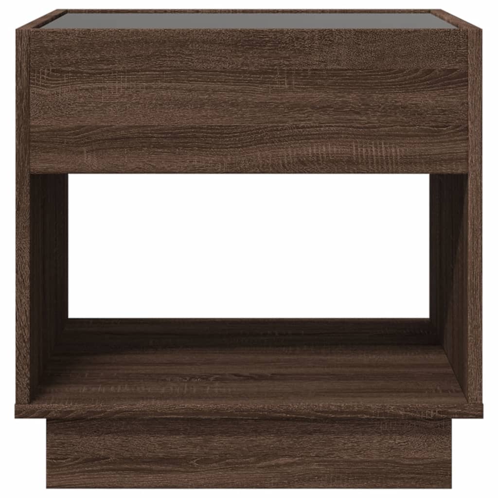 vidaXL Noptieră cu LED infinity, stejar maro, 50x50x50 cm vidaXL Noptieră cu LED infinity, stejar maro, 50x50x50 cm