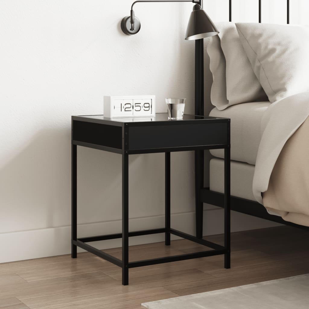 vidaXL Noptieră cu LED infinity, negru, 40x40x51 cm vidaXL Noptieră cu LED infinity, negru, 40x40x51 cm
