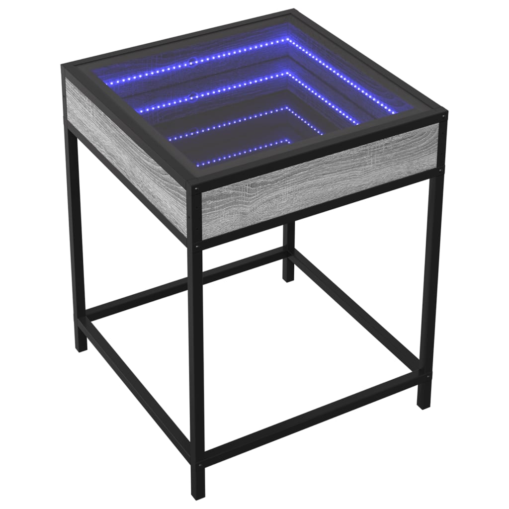 vidaXL Noptieră cu LED infinity, gri sonoma, 40x40x51 cm vidaXL Noptieră cu LED infinity, gri sonoma, 40x40x51 cm