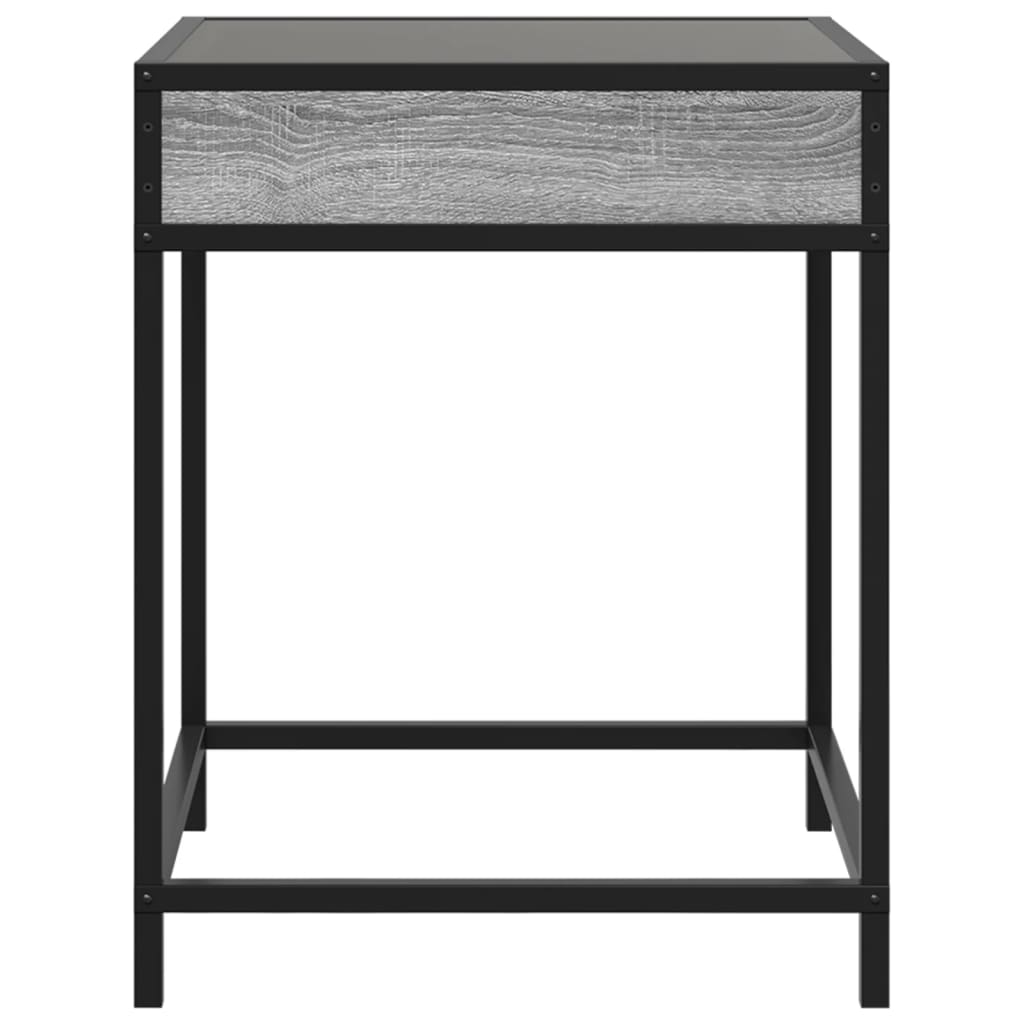 vidaXL Noptieră cu LED infinity, gri sonoma, 40x40x51 cm vidaXL Noptieră cu LED infinity, gri sonoma, 40x40x51 cm