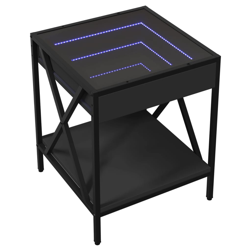 vidaXL Noptieră cu LED infinity, negru, 40x40x49 cm vidaXL Noptieră cu LED infinity, negru, 40x40x49 cm