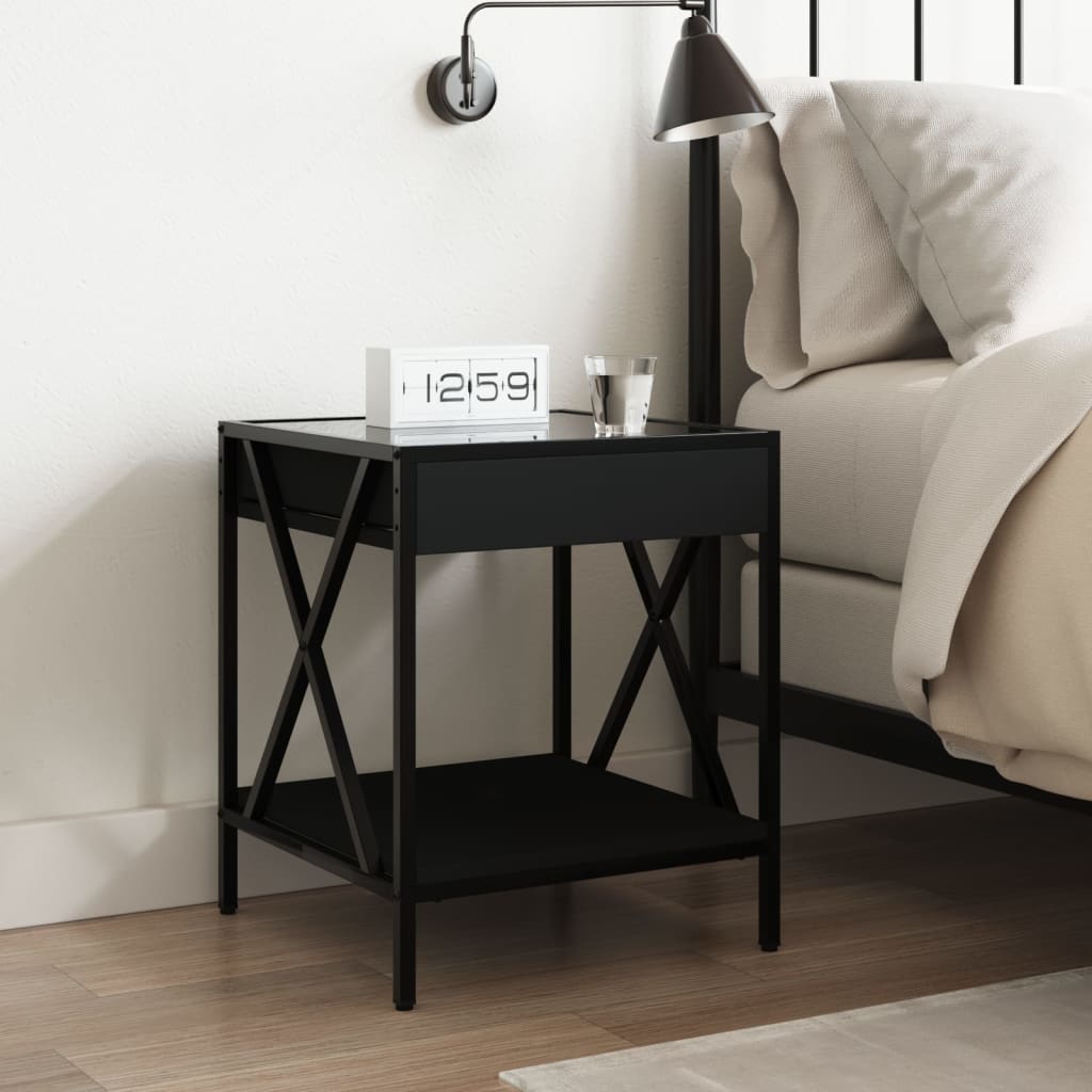 vidaXL Noptieră cu LED infinity, negru, 40x40x49 cm vidaXL Noptieră cu LED infinity, negru, 40x40x49 cm