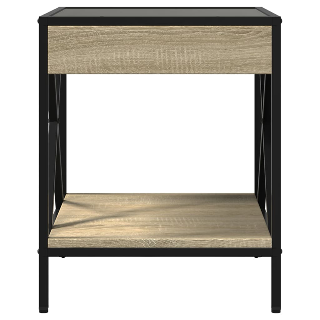 vidaXL Noptieră cu LED infinity, stejar sonoma, 40x40x49 cm vidaXL Noptieră cu LED infinity, stejar sonoma, 40x40x49 cm