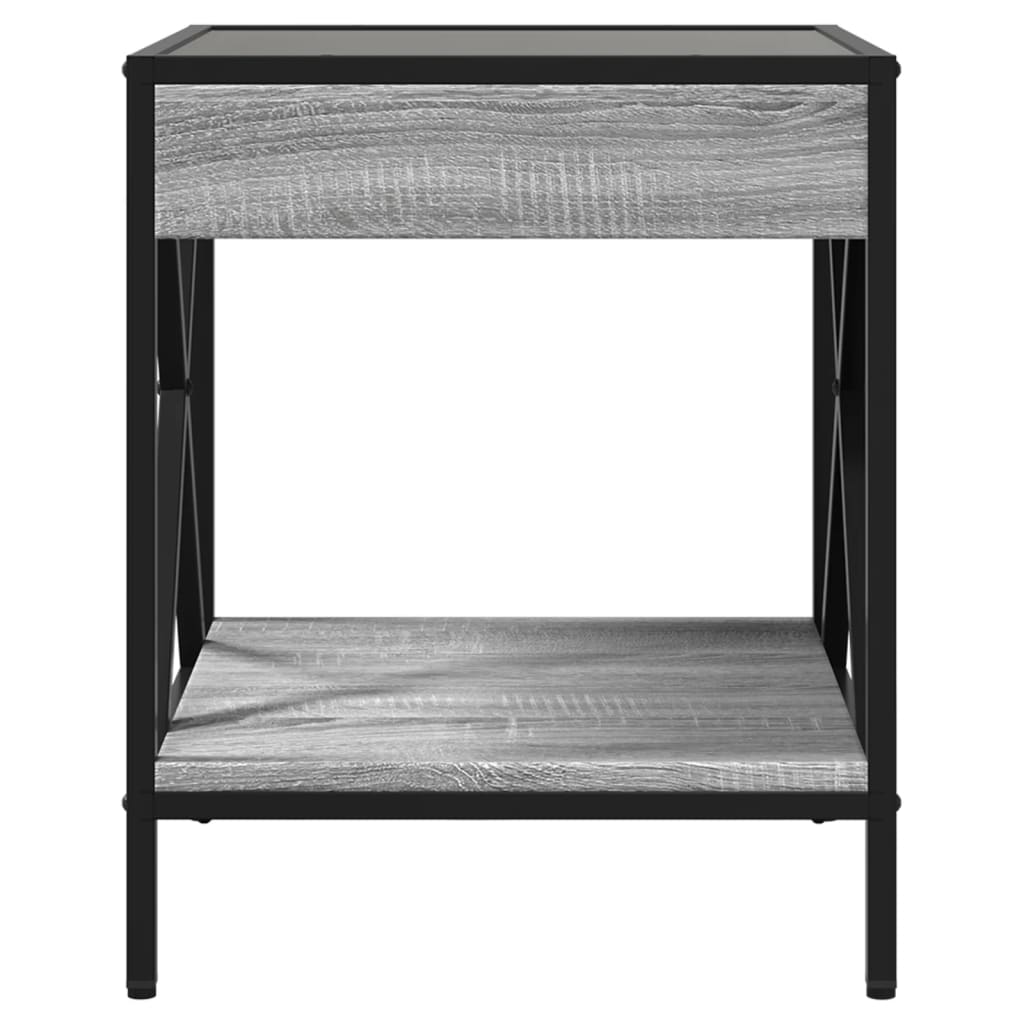 vidaXL Noptieră cu LED infinity, gri sonoma, 40x40x49 cm vidaXL Noptieră cu LED infinity, gri sonoma, 40x40x49 cm