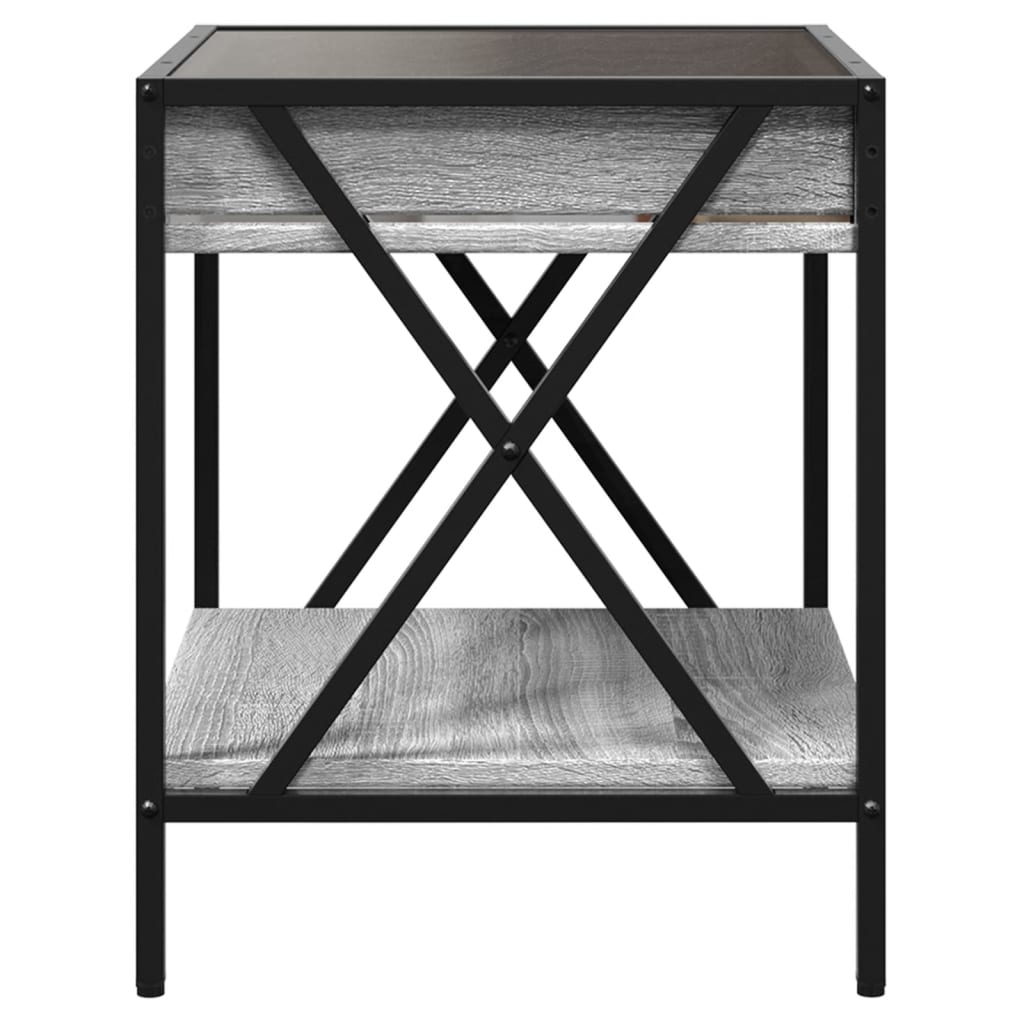 vidaXL Noptieră cu LED infinity, gri sonoma, 40x40x49 cm vidaXL Noptieră cu LED infinity, gri sonoma, 40x40x49 cm