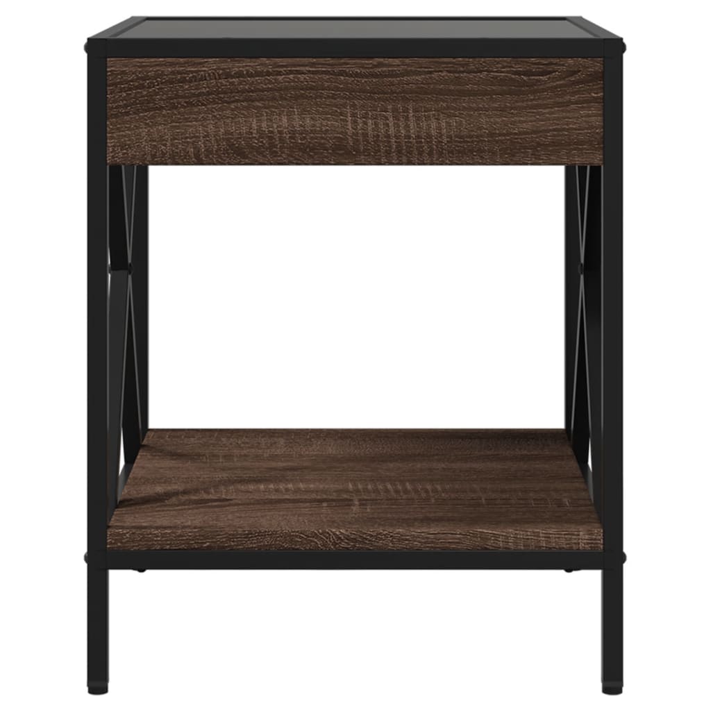 vidaXL Noptieră cu LED infinity, stejar maro, 40x40x49 cm vidaXL Noptieră cu LED infinity, stejar maro, 40x40x49 cm