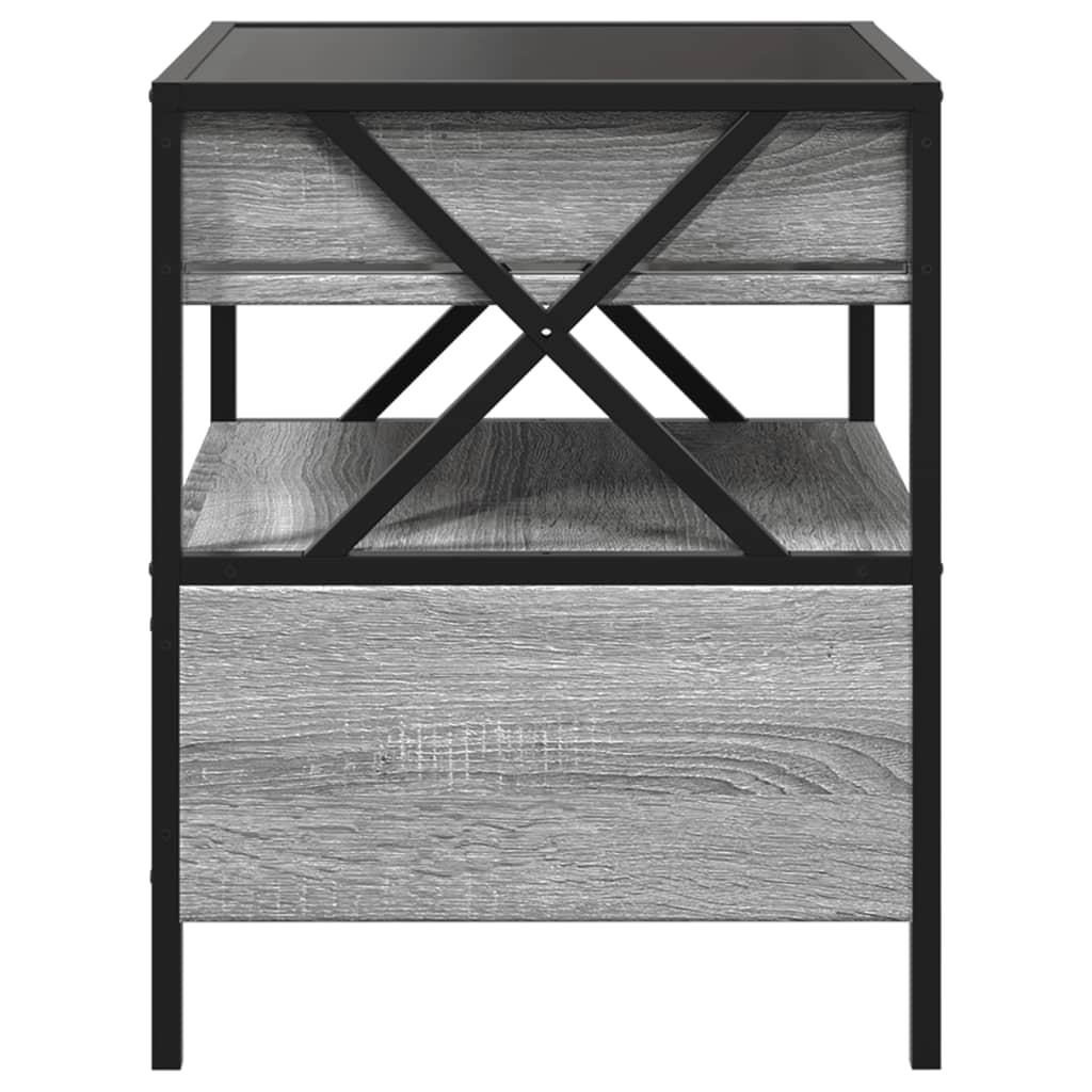 vidaXL Noptieră cu LED infinity, gri sonoma, 40x40x51 cm vidaXL Noptieră cu LED infinity, gri sonoma, 40x40x51 cm