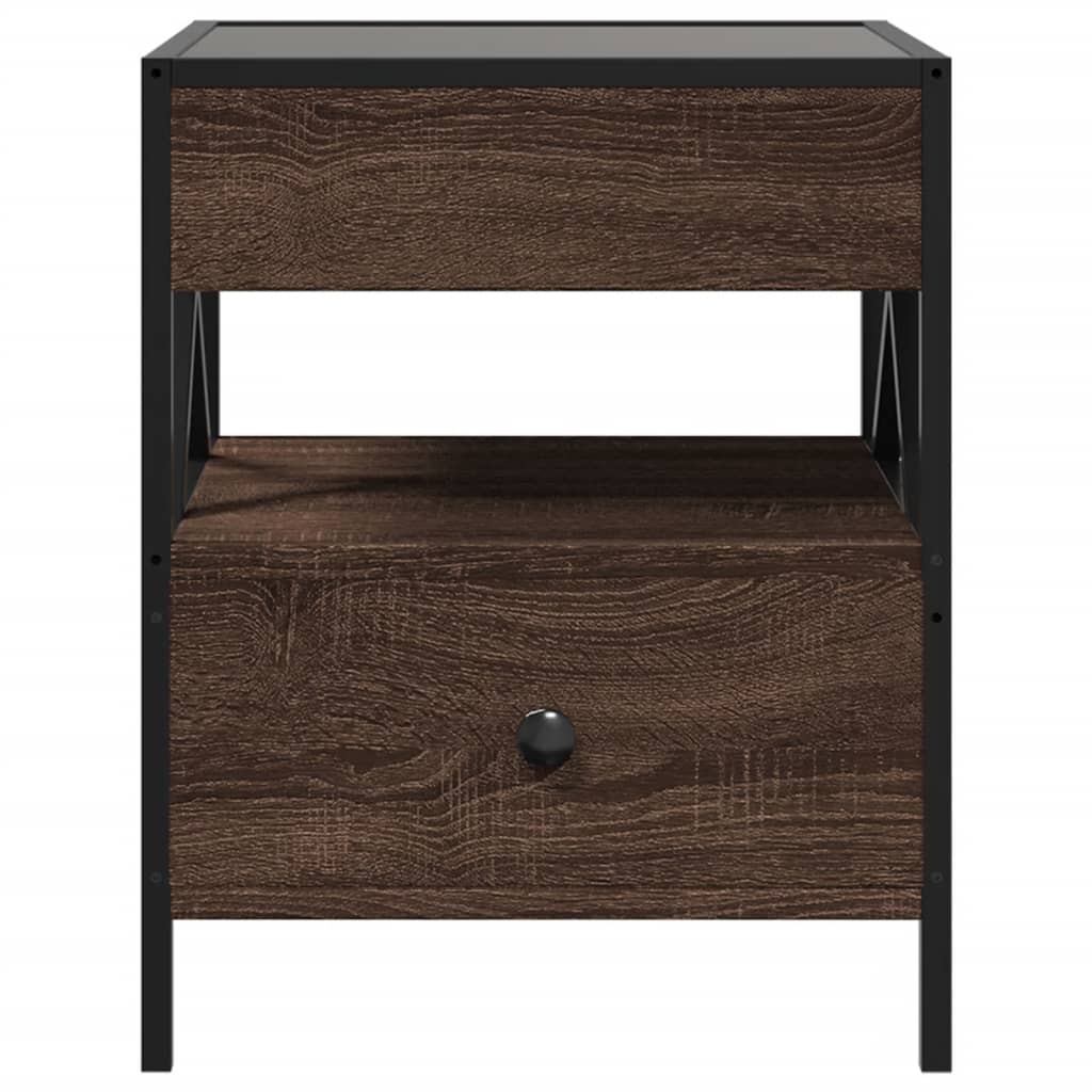 vidaXL Noptieră cu LED infinity, stejar maro, 40x40x51 cm vidaXL Noptieră cu LED infinity, stejar maro, 40x40x51 cm