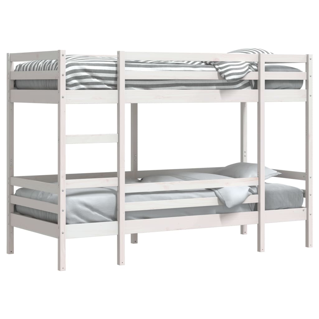vidaXL Pat supraetajat, alb, 75x190 cm, lemn masiv de pin vidaXL Pat supraetajat, alb, 75x190 cm, lemn masiv de pin