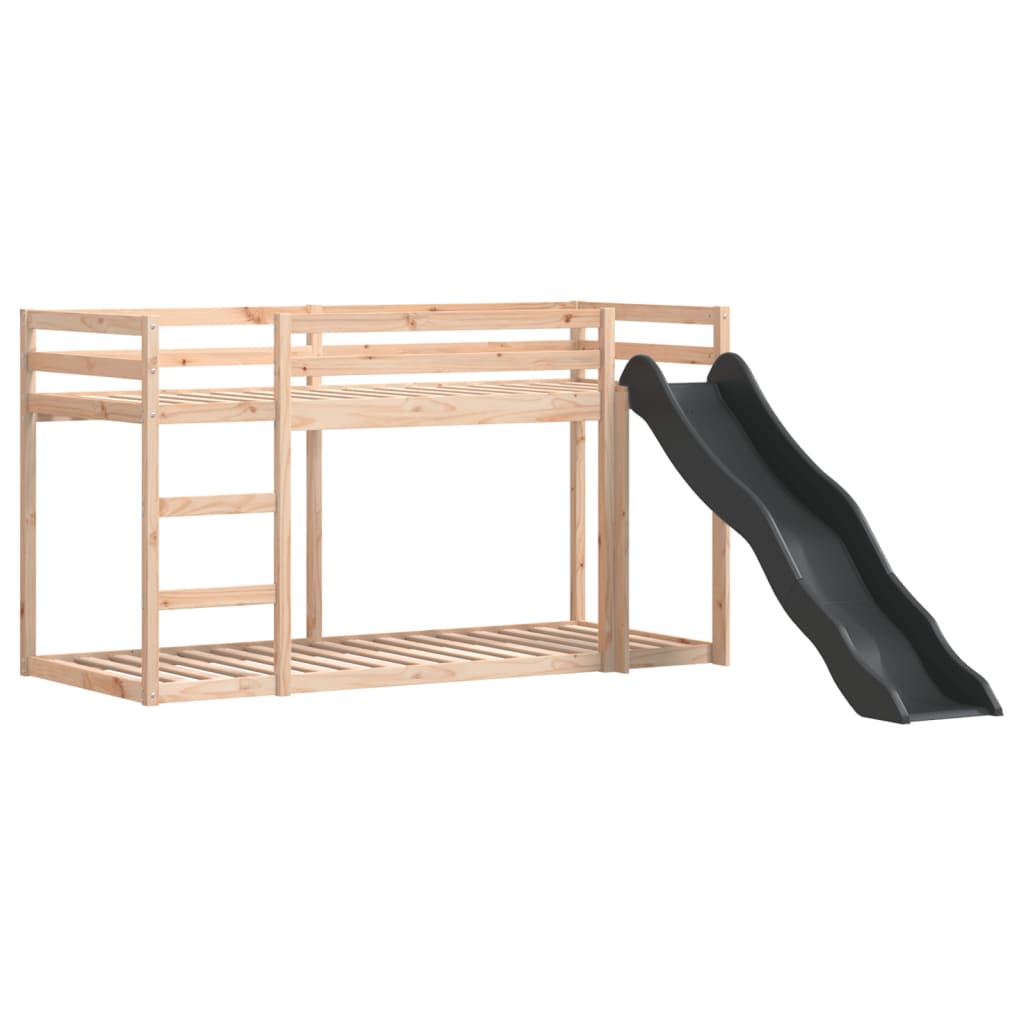 vidaXL Pat supraetajat cu tobogan și scară, 80x200 cm, lemn masiv pin vidaXL Pat supraetajat cu tobogan și scară, 80x200 cm, lemn masiv pin