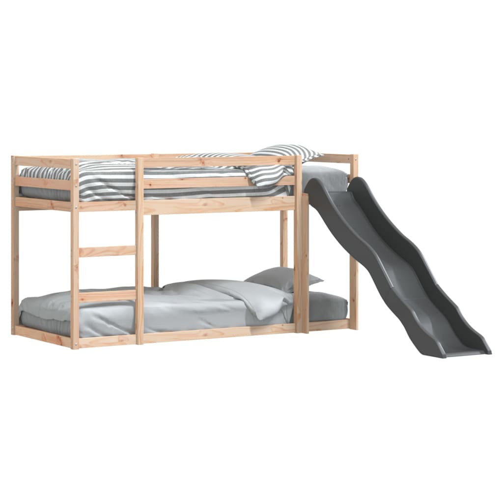 vidaXL Pat supraetajat cu tobogan și scară, 90x200 cm, lemn masiv pin vidaXL Pat supraetajat cu tobogan și scară, 90x200 cm, lemn masiv pin