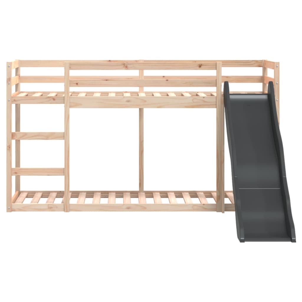 vidaXL Pat supraetajat cu tobogan și scară, 90x200 cm, lemn masiv pin vidaXL Pat supraetajat cu tobogan și scară, 90x200 cm, lemn masiv pin